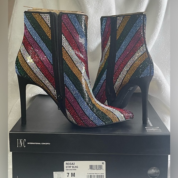 I.N.C striped twinkle pointed toe dress booties - Picture 3 of 6